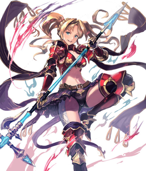 Warrior girl Zeta with lance: Granblue Fantasy fanart [by Aoi kamogawa]