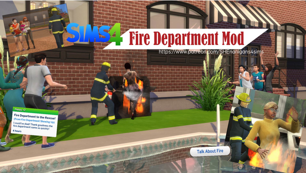 Fire Department Mod Created for: The Sims 4 by SHEnanigans
Hi Simmers!
I’m so excited to release this!!
Since The Sims 4 came out I’ve always missed the Fire Department coming to your sims rescue in the event of a fire. So I’ve taken it upon myself...