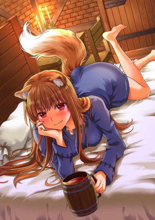 Very cute wolf girl Holo: Spice and Wolf anime illstration [Artist: Hika]