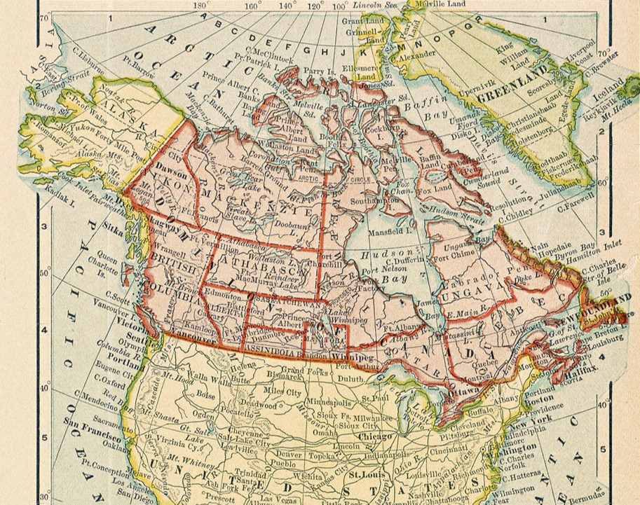 This map of Canada from ~1900 shows subnational boundaries very different from today’s.