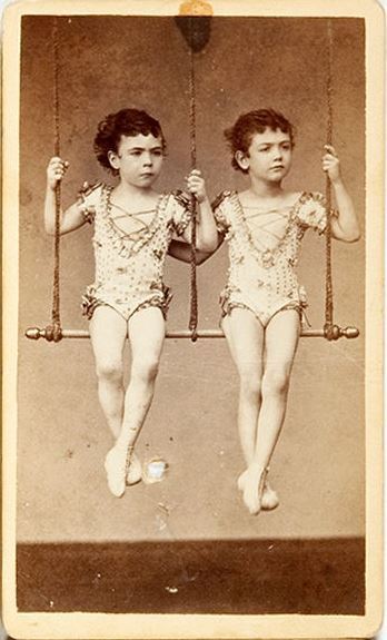 ca. 1860-70s, [carte de visite portrait of two child acrobat performers]