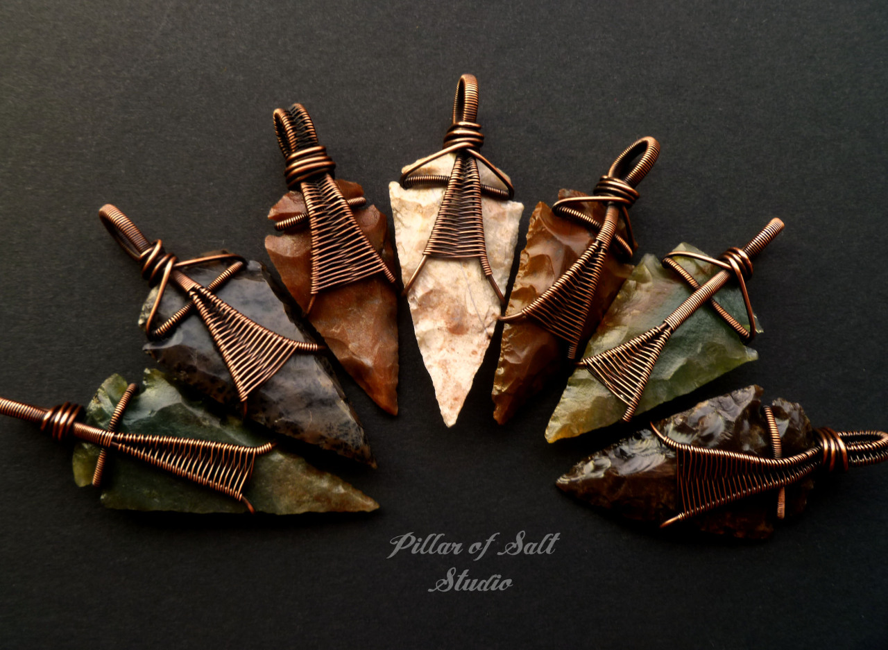 More Wire wrapped arrowhead pendants available, each one is unique.