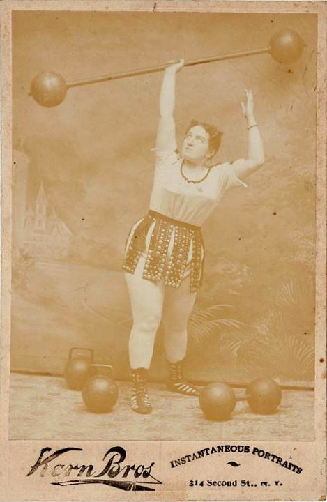 ca. 1870-90s, [cabinet card of a strongwoman], Kern Brothers