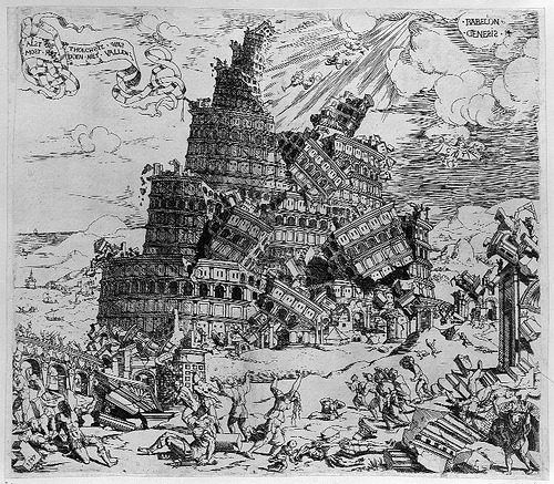 “The collapse of the Tower of Babel” by Cornelisz Anthonisz, Etching, 1547