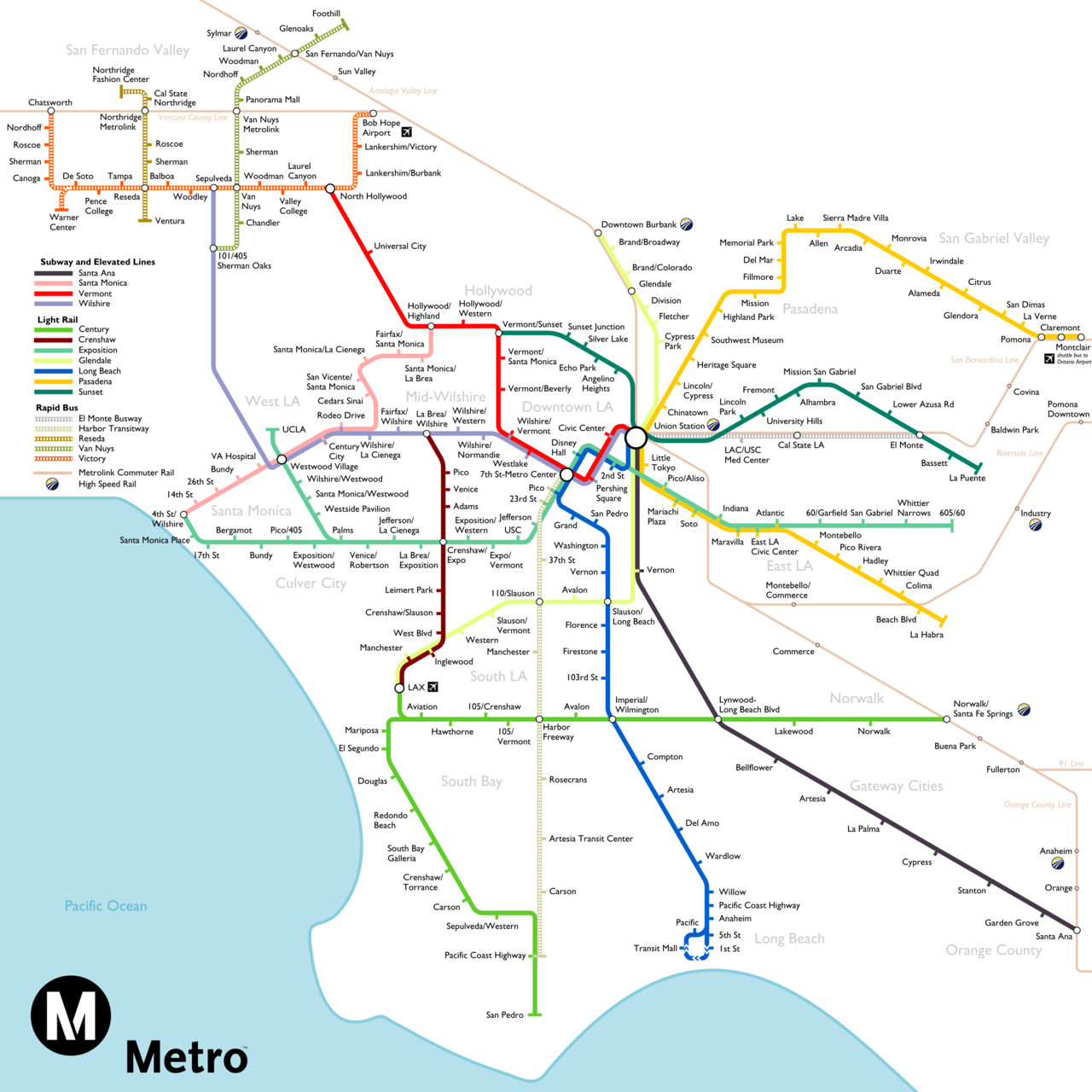 subwaymaps: Los Angeles 2040. Includes all of LA...