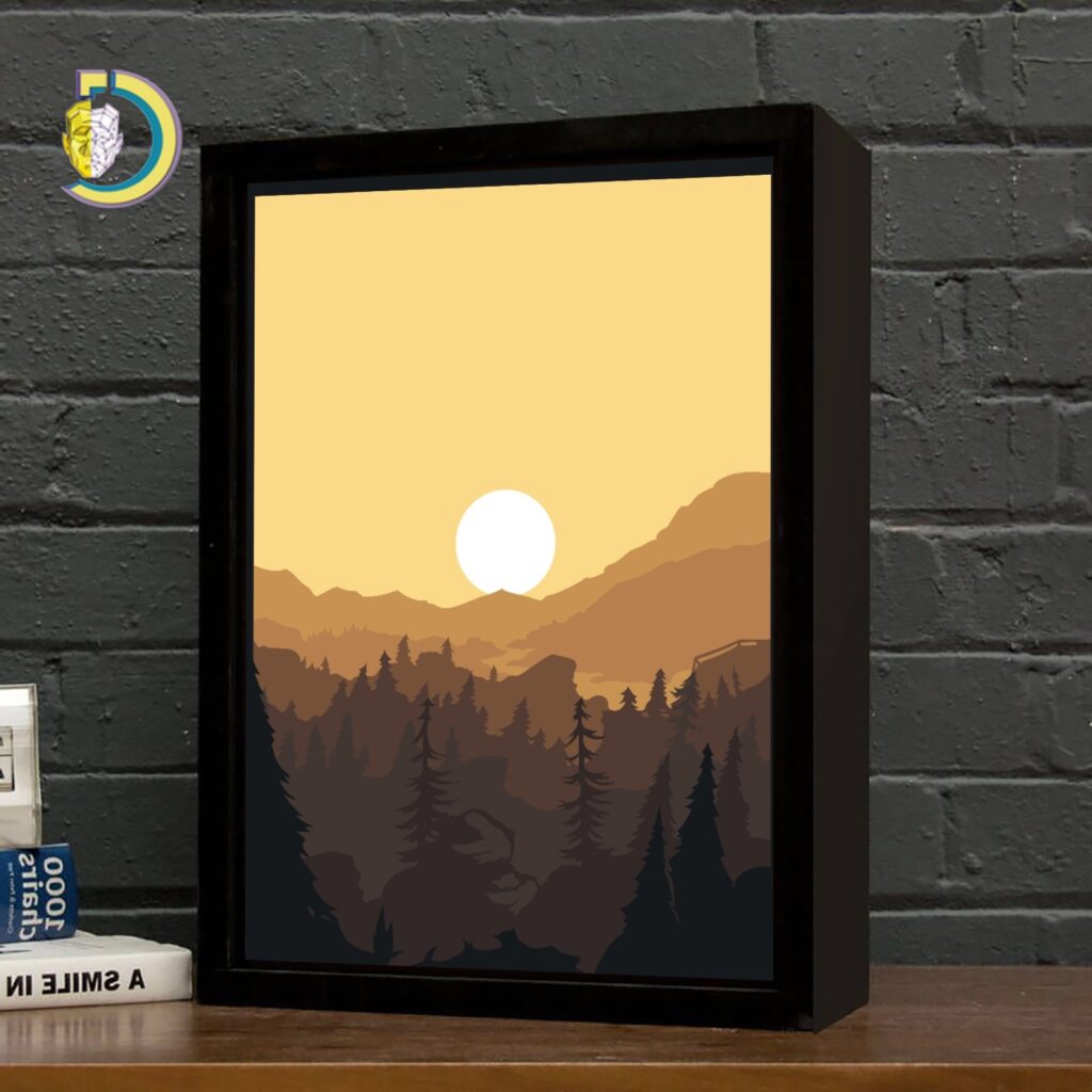 Morning Landscape Light Box CDR DXF Free Vector