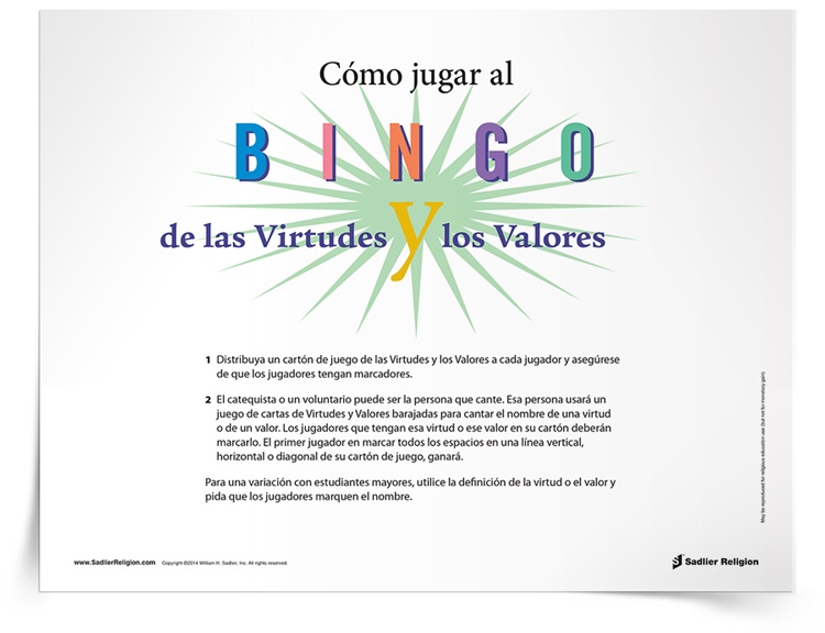 Juego del Bingo de las virtudes y los valores