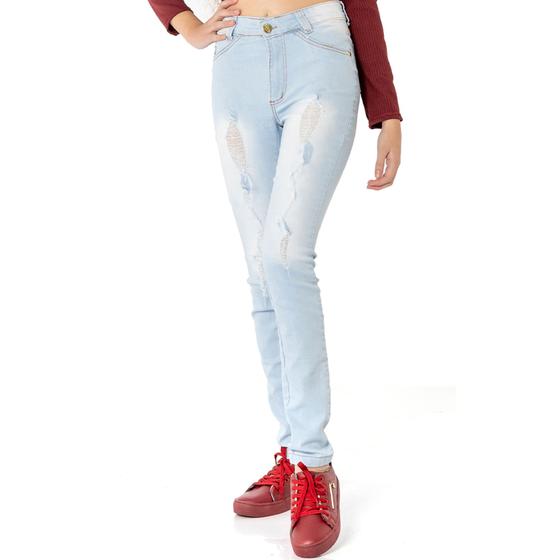 Calça feminina jeans skinny rasgada azul clara - Am Jeans - Calça Jeans  Feminina - Magazine Luiza