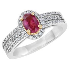 1.14 Carat Burmese Ruby Diamond White Gold Engagement Ring