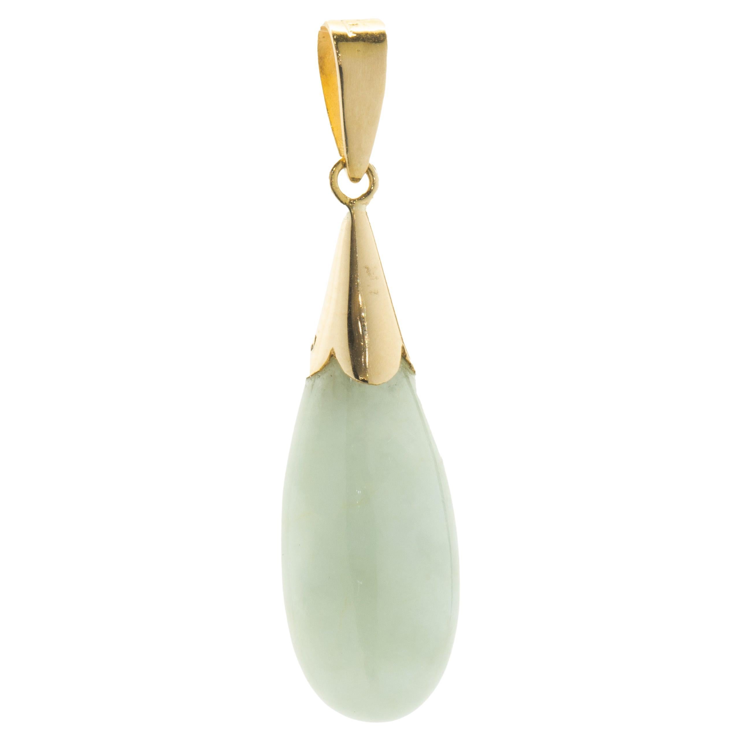 14 Karat Yellow Gold Jade Pendant