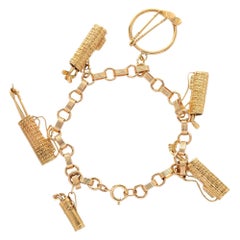 14 Karat Yellow Rose Gold Golf Themed Charm Bracelet