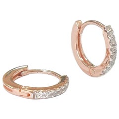 14K Diamond 16 Pcs Diamond Hoop Earrings Mini Ear Huggies