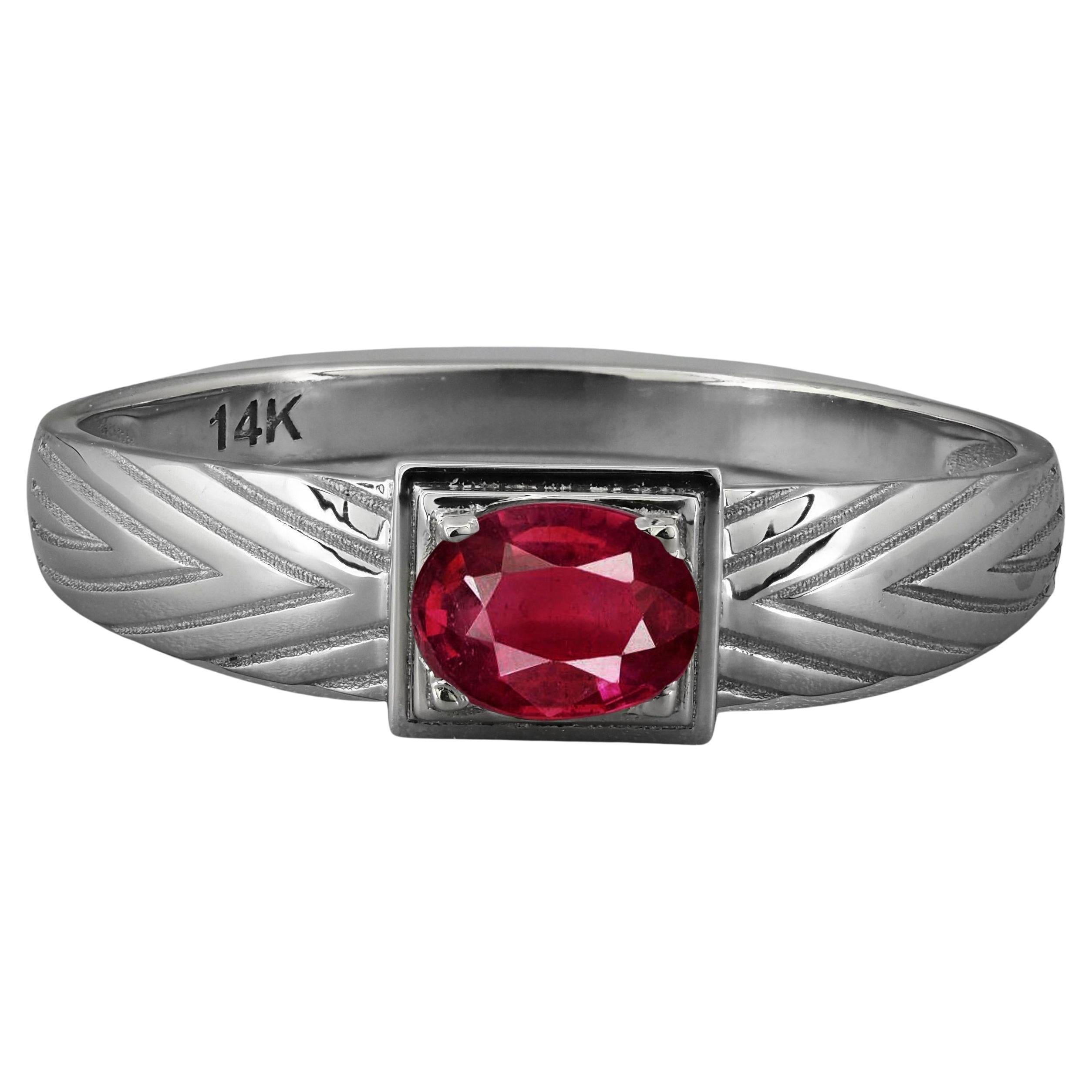 14k Gold Mens Ring with Ruby