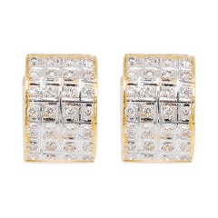 18 Karat Yellow Gold Diamond Huggie Hoop Earrings