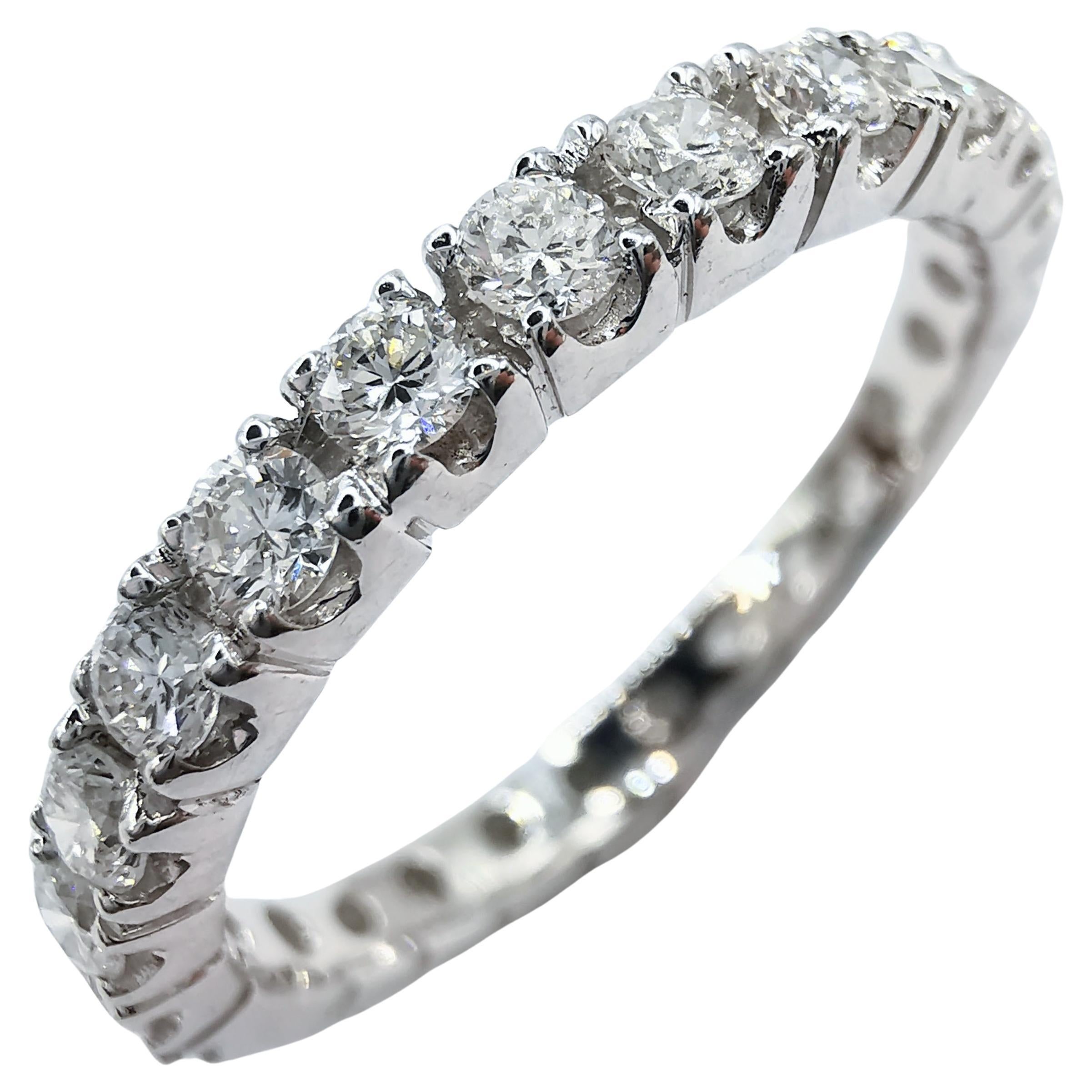 18K White Gold Diamond Pavé Eternity Band Wedding Ring