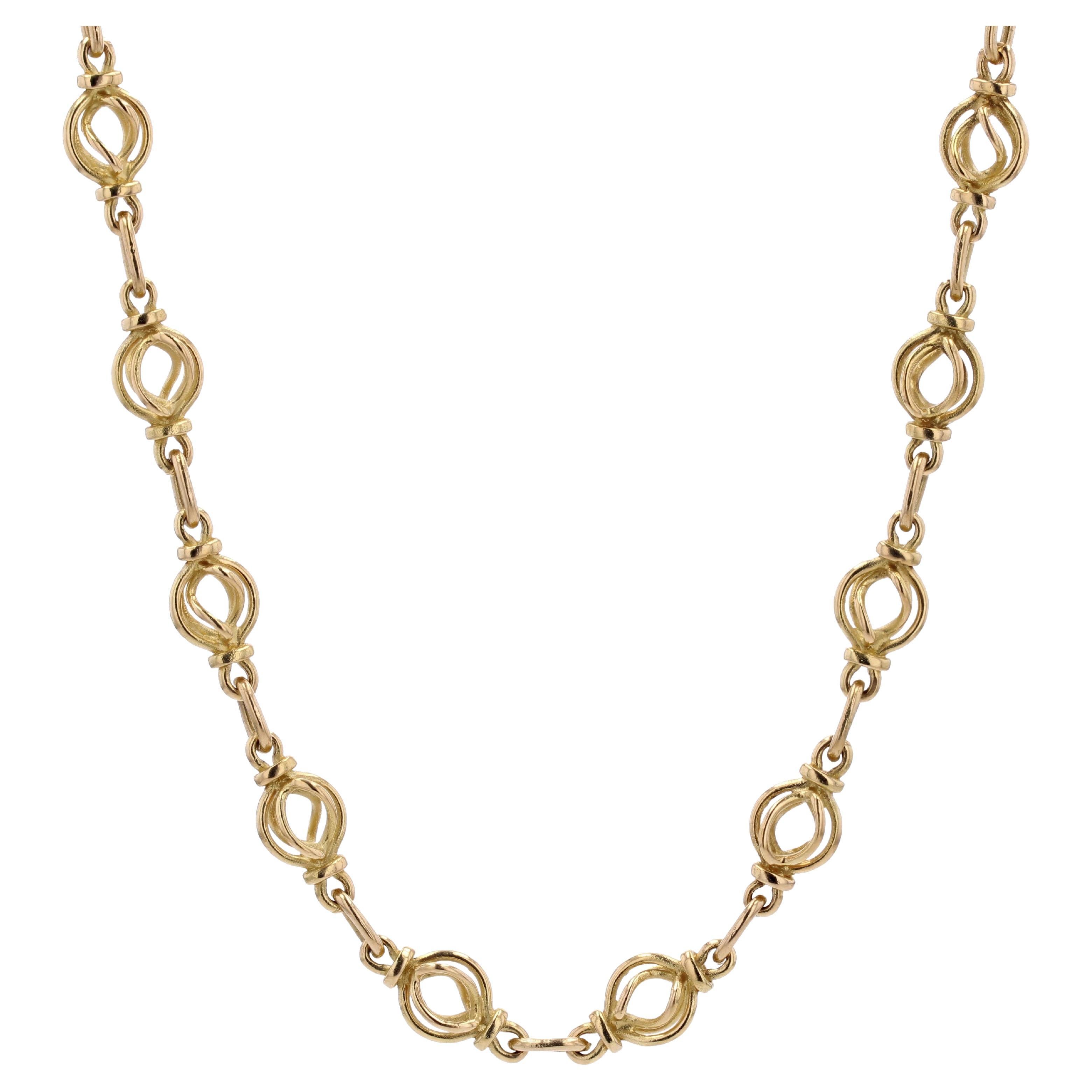 1900s Antique 18 Karat Gold Round Link Chain Necklace