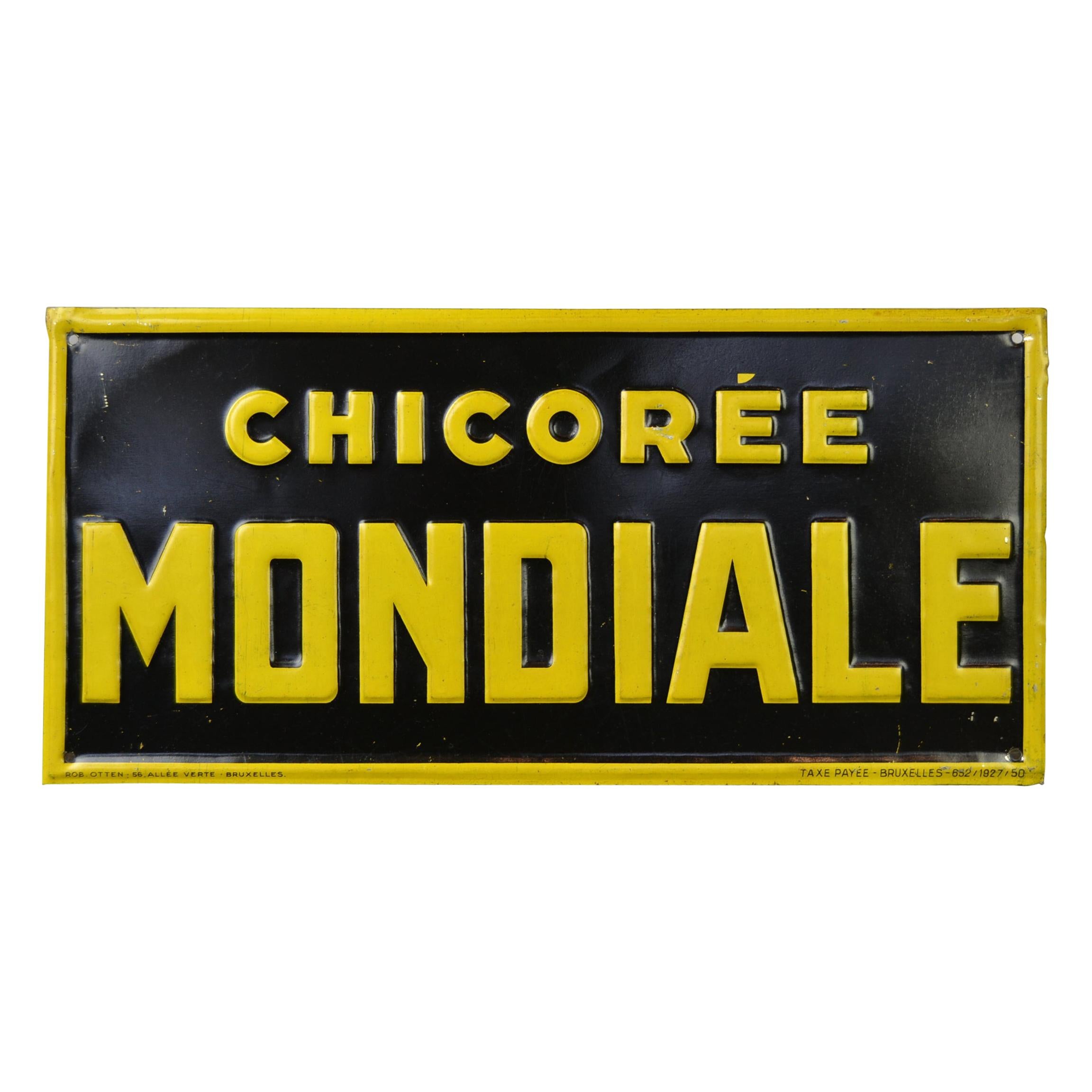 1920s Tin Sign Chicorée Mondiale by Rob Otten, Belgium