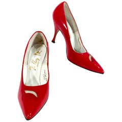 1960s Red patent Leather Stiletto Heels