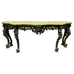 19th Century Italian Carved Wood Marble-Top Console with Puttis