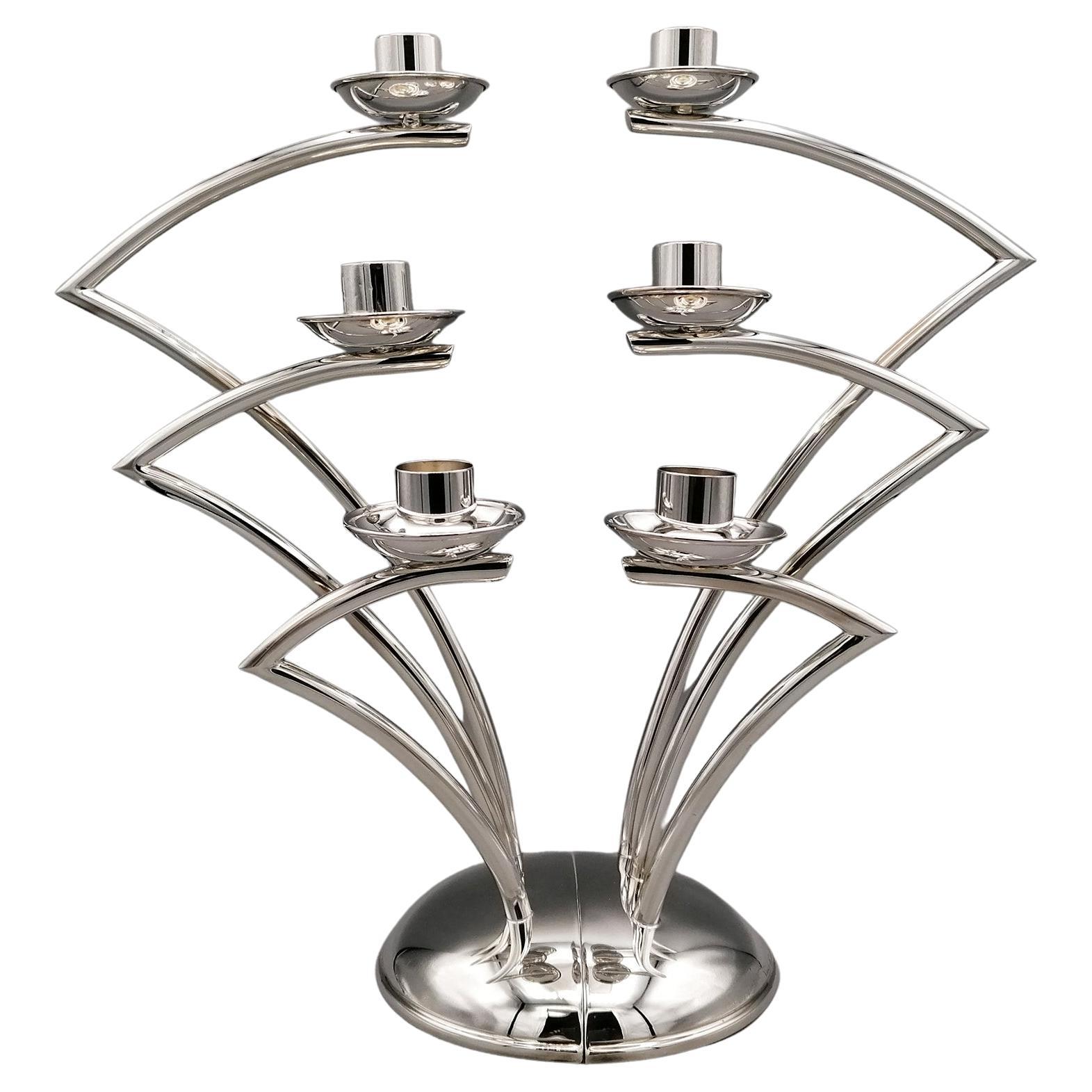 20th Century Italian Sterling Silver Detachable 6-Light Candelabra