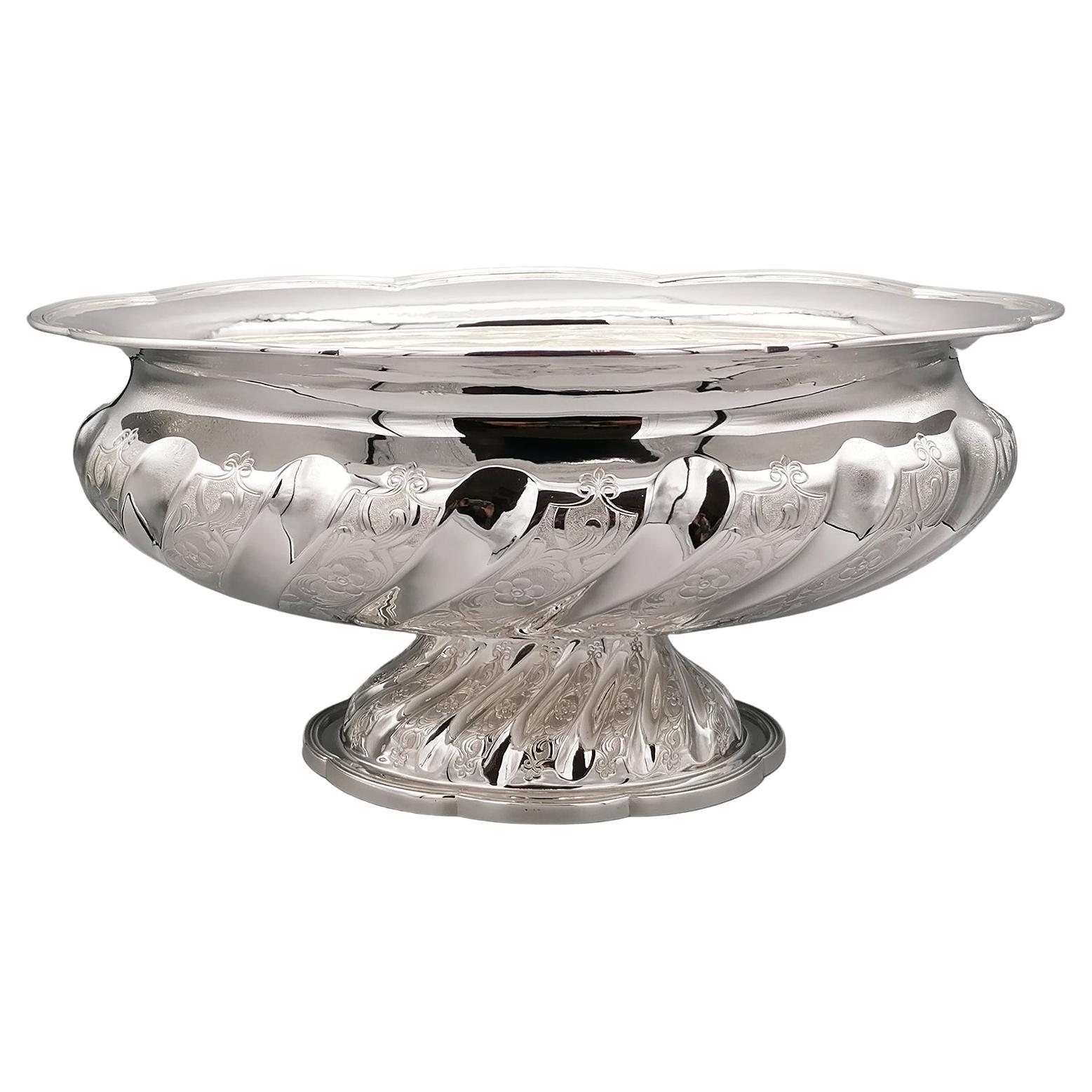 20th Century Sterling Silver Italian Oval Centerpiece