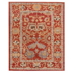 Modern Sultanabad Handmade Floral Designed Rust Wool Rug