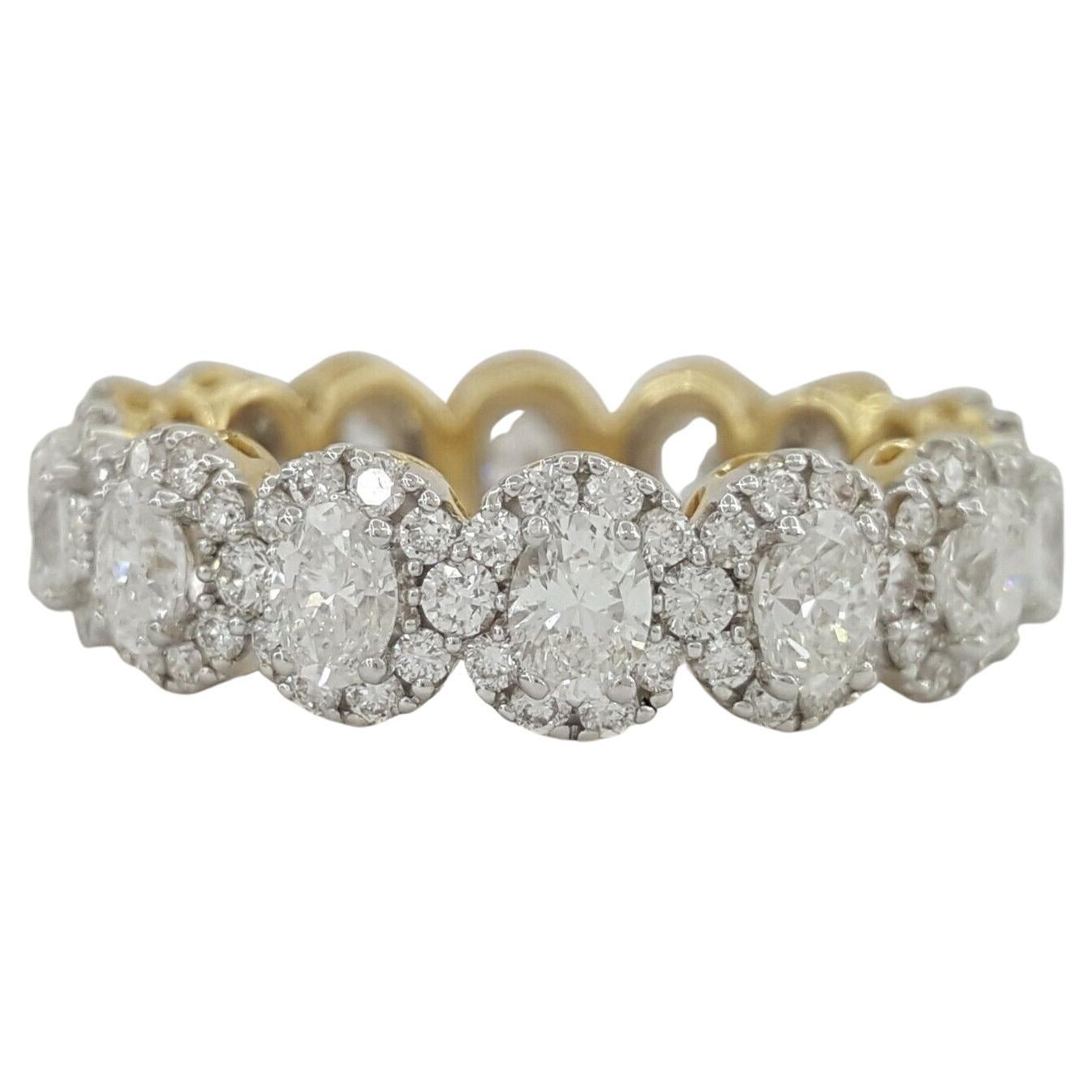 3 Carat Oval Halo Eternity Band Ring