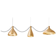 3-Piece Swell String Chandelier in Brass by Pablo Designs