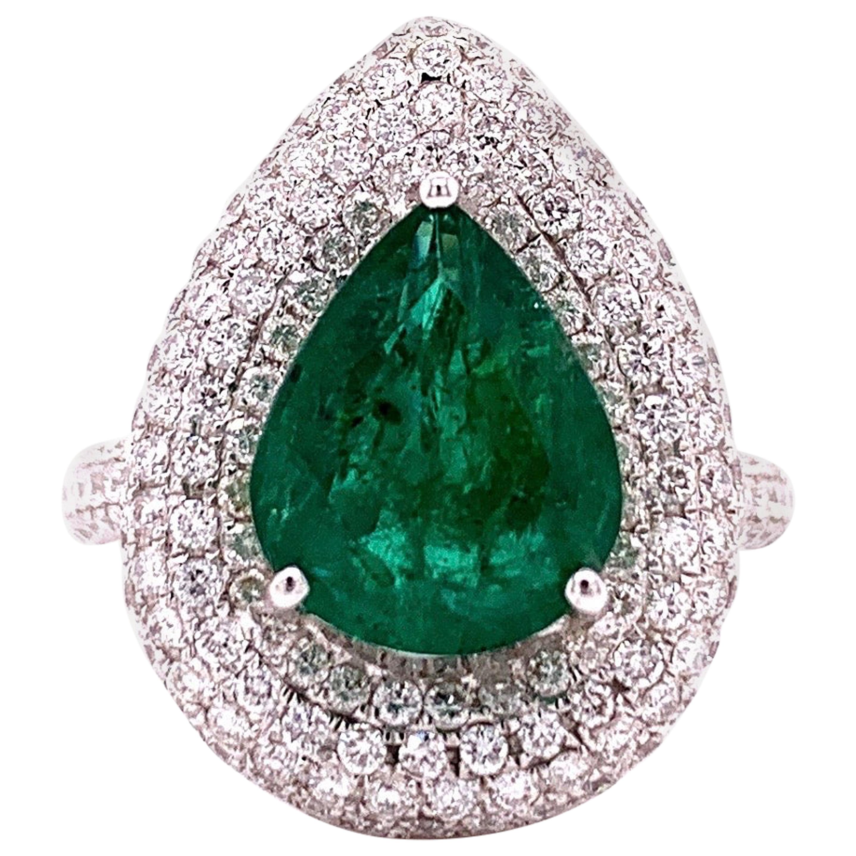 3.10 Carat Emerald Diamond Cocktail Ring