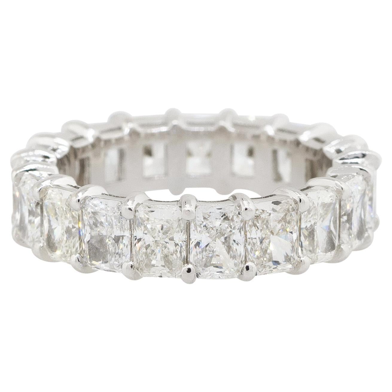 5.87 Carat Radiant Cut Eternity Wedding Band Platinum in Stock