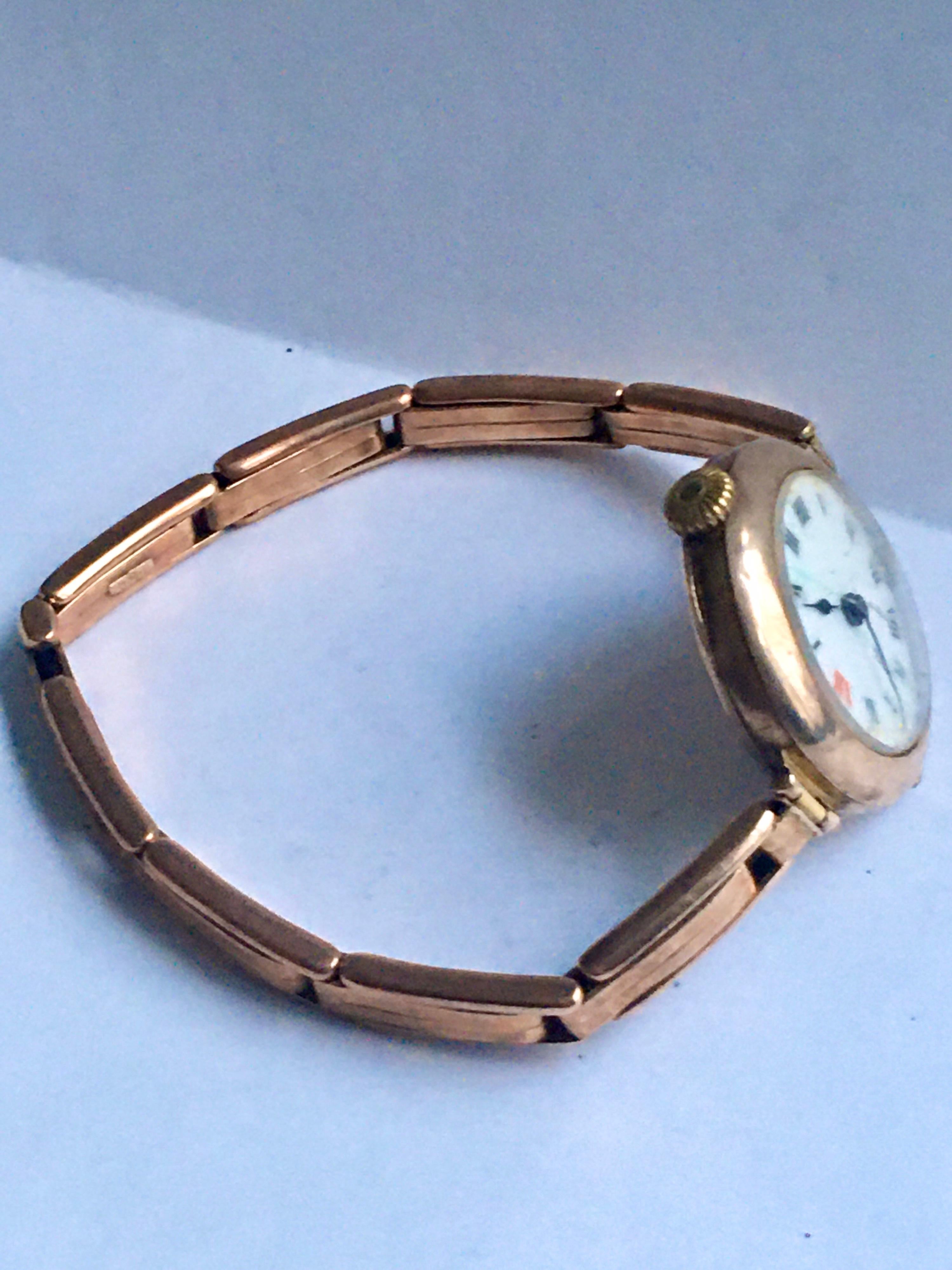 9 Karat Rose Gold Ladies Antique Trench Watch In Fair Condition In Carlisle, GB