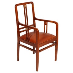 Josef Hoffmann Wiener Werkstätte Armchair Restored Re-Upholstered Leather