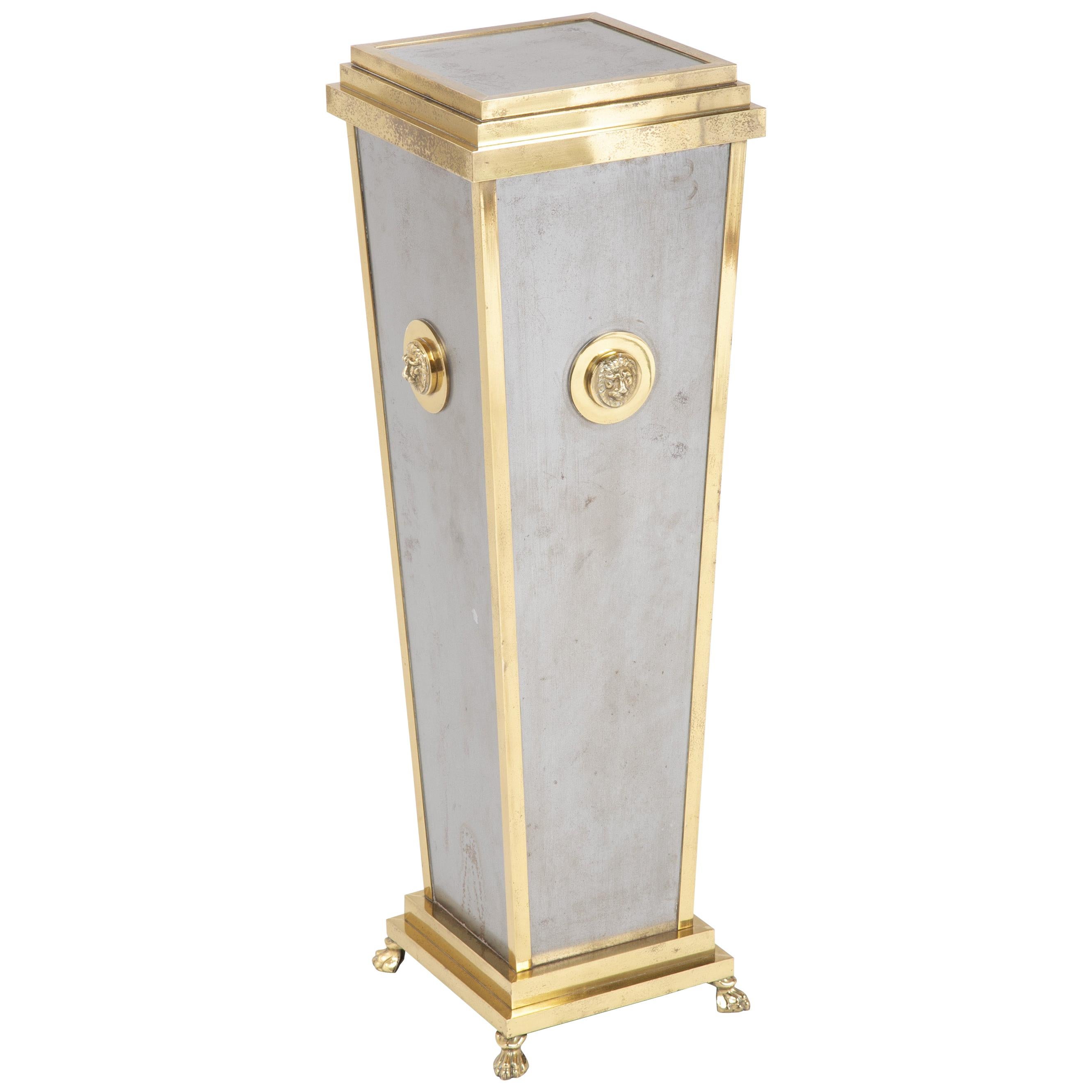 Steel and Brass Pedestal in the Manner of Maison Jansen