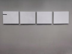 This Is Where I Draw The Line - 4 Paintings, Minimal Abstract, Off White, Black