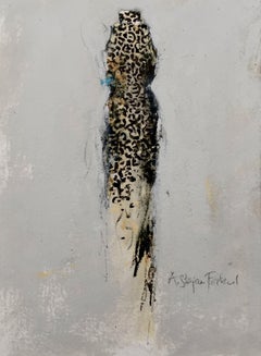 The Dressing Room 4 - 5"x7", Artwork On Paper, Leopard Print Dress, Women