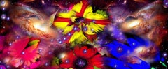 Gardens & Galaxies: Trio 24"x42" bright colors, abstract interpretation   nature