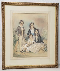 John Collingham Moore "Children of Henry and Elizabeth Young" Watercolor c.1860