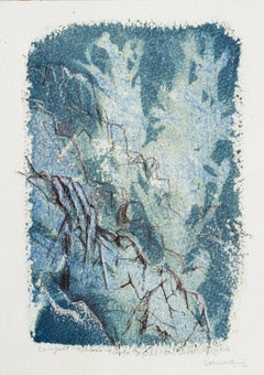 'Omvetya II'. Blue white shore ocean landscape abstract nature drawing 