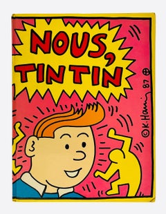 Rara portada original de Keith Haring (Keith Haring Nous Tintin) 