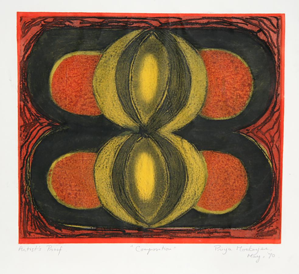 Composition, Abstract Aquatint Etching by Priya Mookerjee