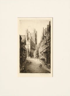 Early 20th Century British Street Scene - 1920s Figurative Landscape Etching