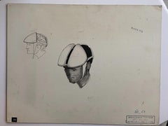 Helmeted man 2" drawing for NASA - Raymond Loewy and William Snaith