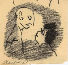 Couple - Original Charcoal by Mino Maccari - 1960s