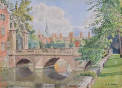 St John's College Cambridge Wren Bridge watercolour Major FA Molony