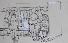 Peter Collins ARCA School Children in a Cloakroom sketch c. 1950s