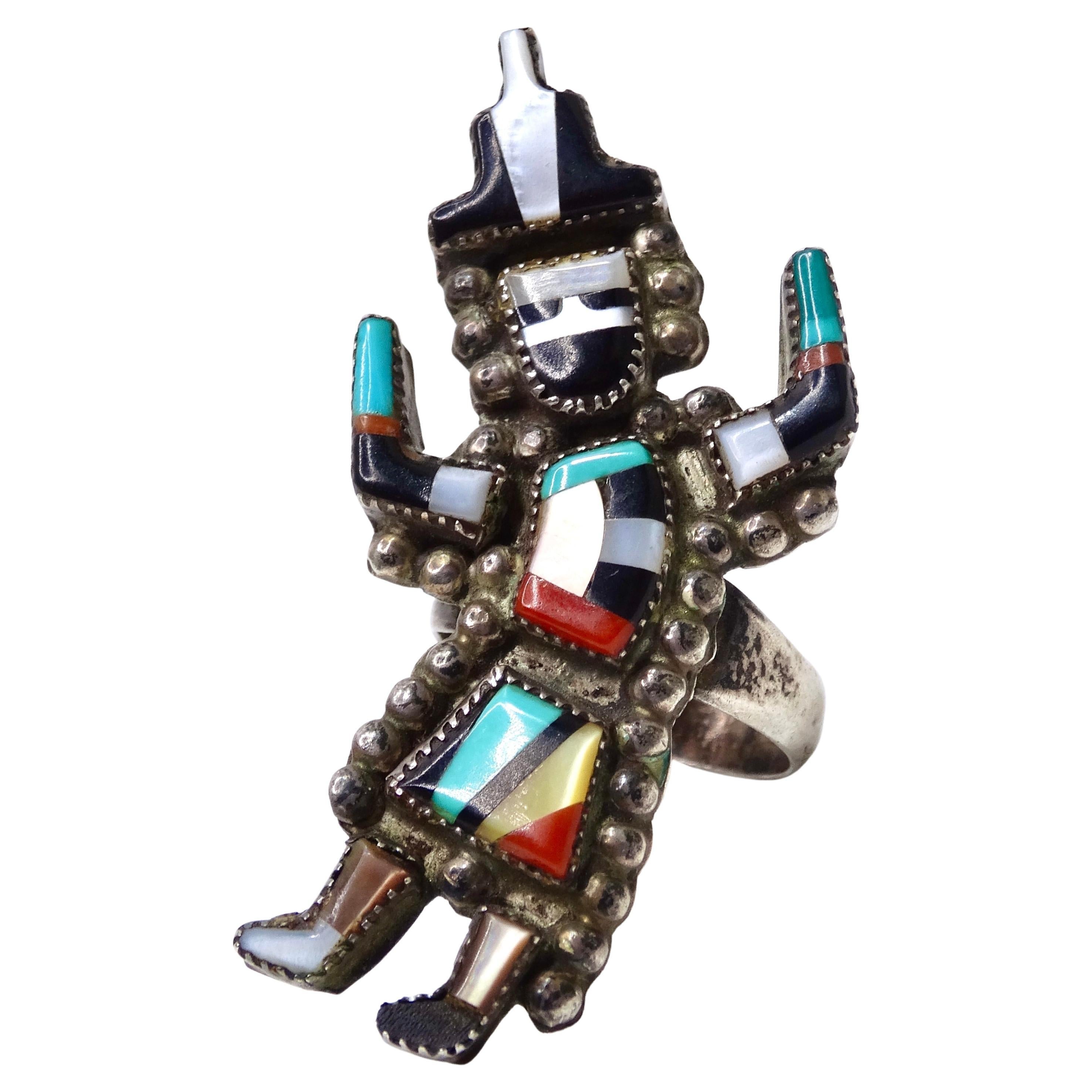 AC Zuni Signed Navajo Artisan Inlay Ring