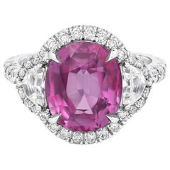 Roman Malakov 5.73 Carats Pink Sapphire & Diamond Three-Stone Engagement Ring