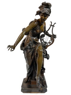 Female Figural Bronze Sculpture Melodie by Albert Ernest Carrier-Belleuse 