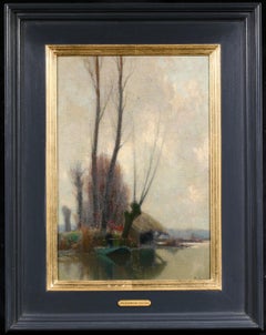 Vintage Vieux lavoir sur La Grand Morin - Impressionist Riverscape Oil - Alexandre Jacob