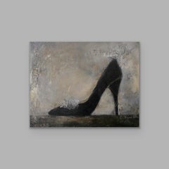 Head Over Heels #1 - 8"x10", Painting On Canvas, Black Shoes, Women, Beige